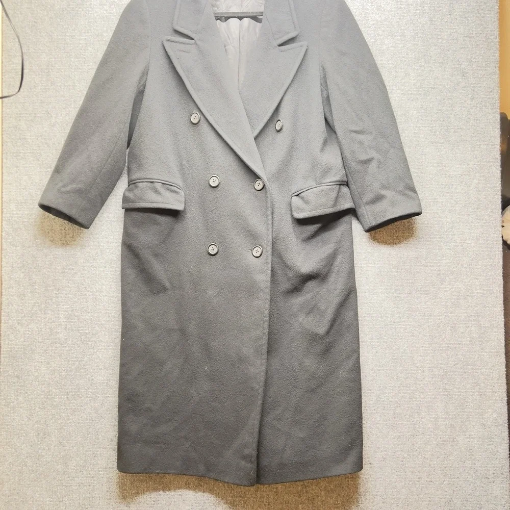 Vintage Evan Picone Black Wool Blend‎ Coat Size 12 Alpaca Mohair Minimalist